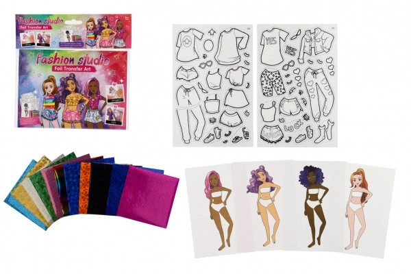 E-shop Teddies Kreativní sada módní návrhářka kouzlení fóliovými obrázky v sáčku 23,5x23cm