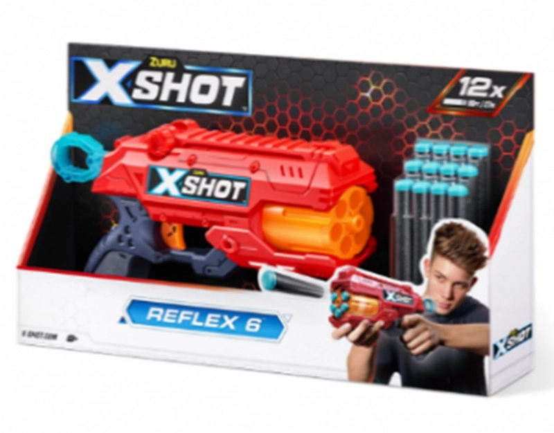 E-shop Pištoľ na penové náboje X-SHOT Reflex 6 – oranžová, 12 šípok
