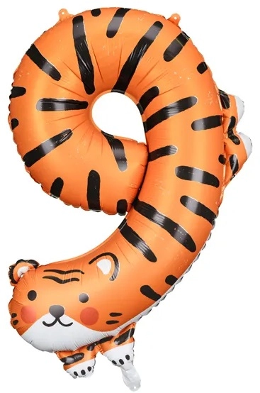 E-shop KIK Fóliový narodeninový balónik číslo 9 Tiger 64x87 cm