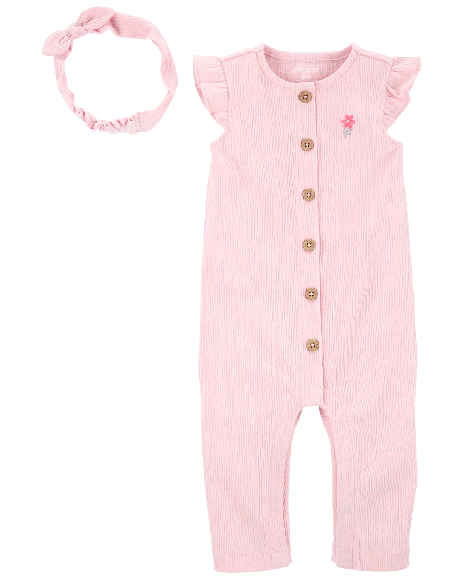 E-shop Carter's Set 2dielny overal na zips bez rukávov čelenka Pink dievča LBB NB