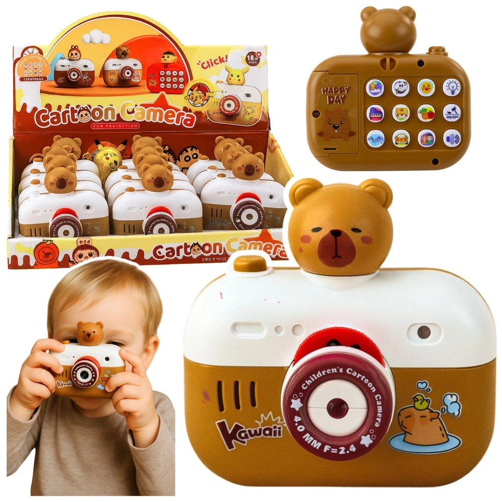 Interaktívny detský fotoaparát kapybara s projektorom a zvukmi so šnúrkou