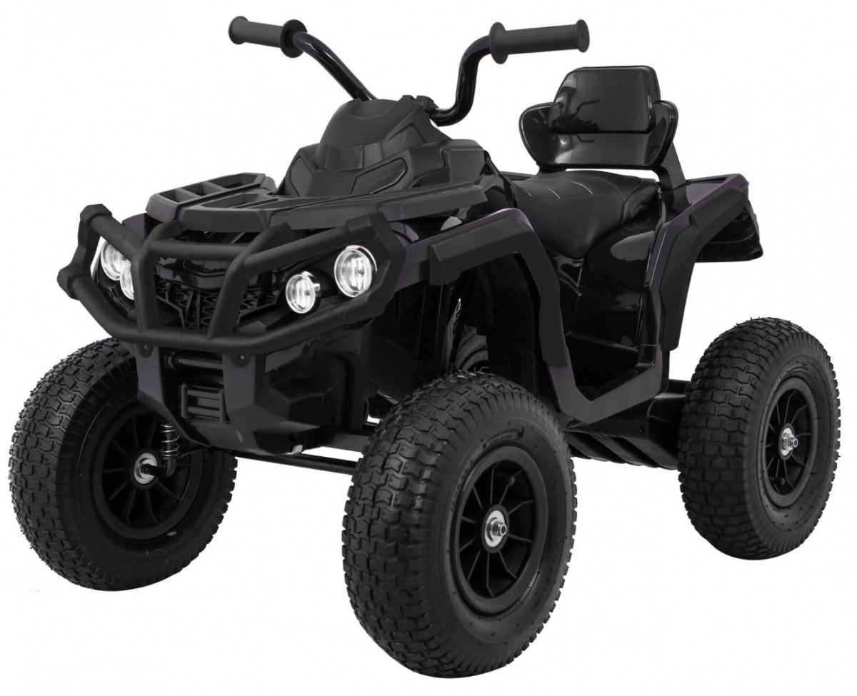 Detská elektrická štvorkolka ATV – čierna, nafukovacie kolesá, MP3 a plynulý rozjazd