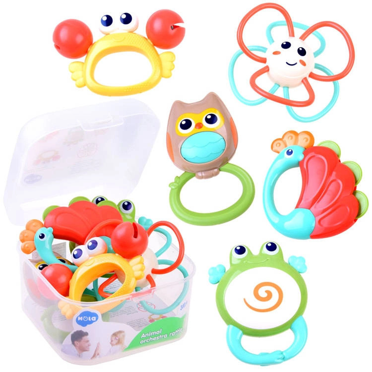 E-shop HOLA Toys Sada Hrkálky hryzátka Zvieratká 5ks v plastovom boxe