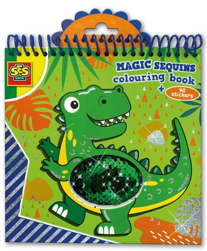 Ses Magické Dino maľovanky s flitrami modré/zelené