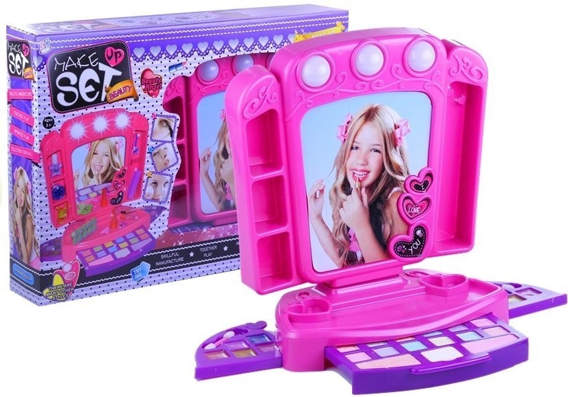 E-shop LEAN TOYS Kozmetická sada so zrkadlom ružová
