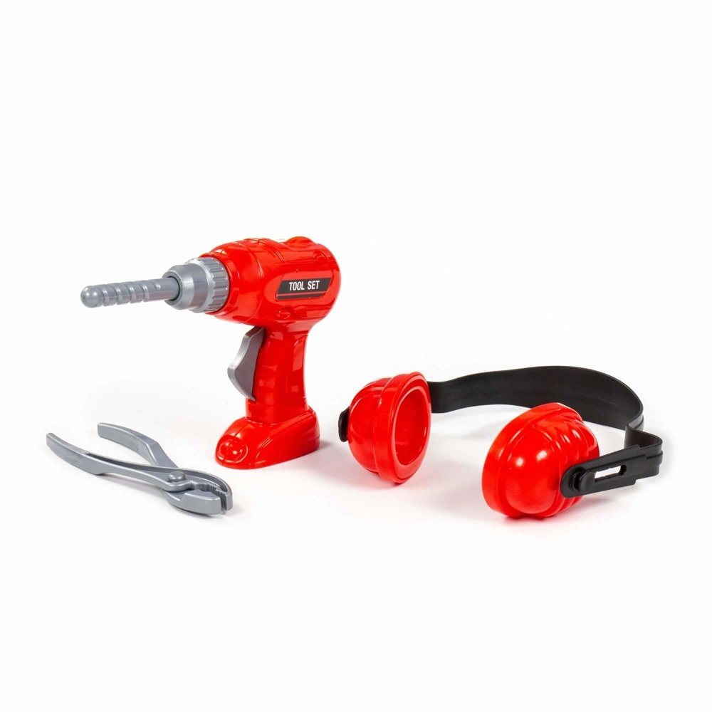 E-shop Lean Toys súprava náradia v červenej farbe s vŕtačkou