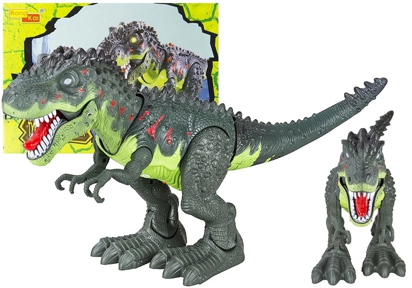 E-shop Chodiaci dinosaurus T-Rex na batérie so svetlami a zvukmi – zelený