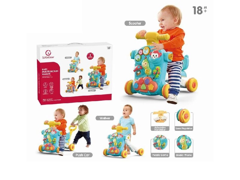 Chodítko a odrážadlo pre deti 3v1 – oranžové