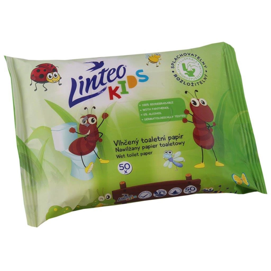 Detský vlhčený toaletný papier LINTEO Kids, 50 ks
