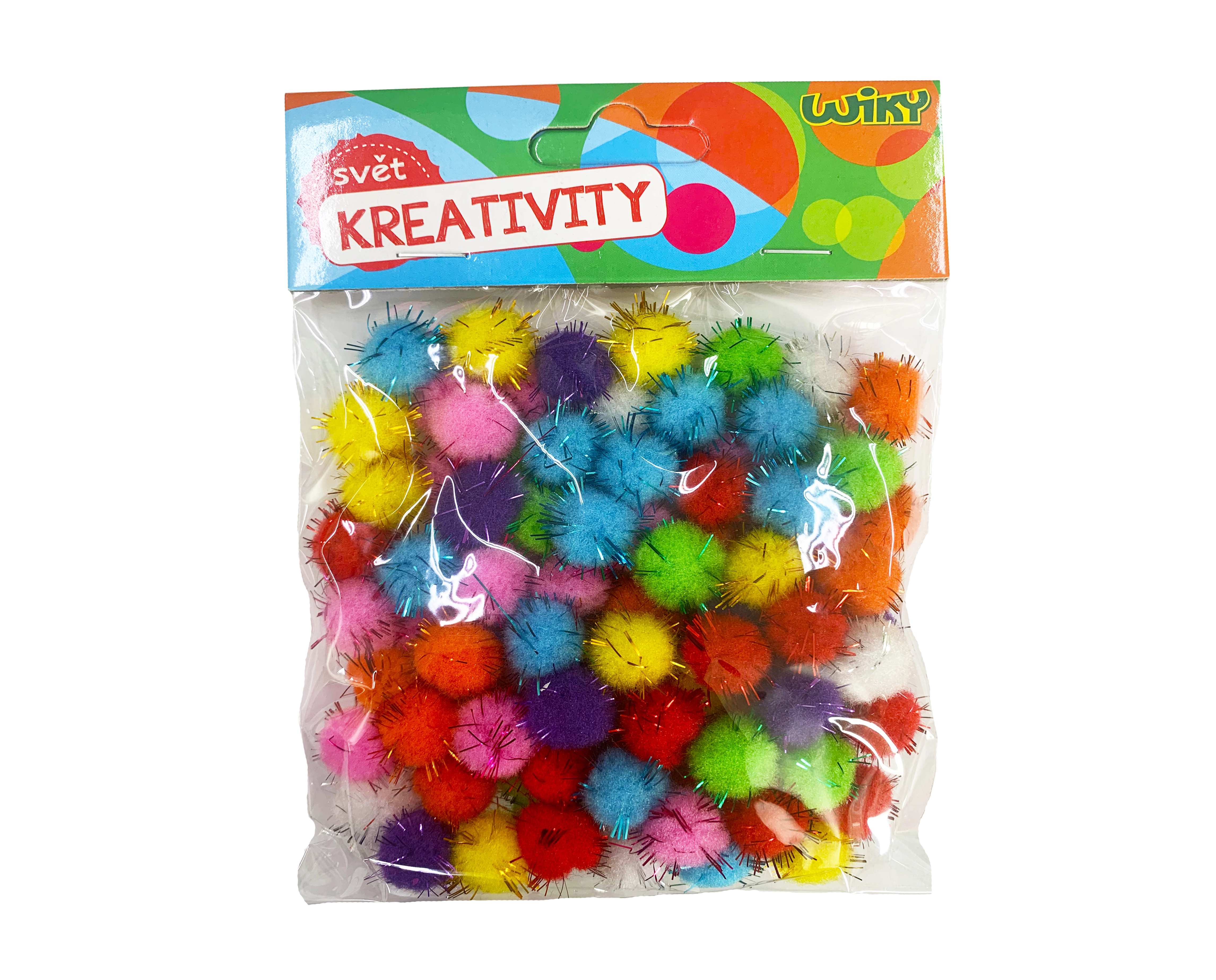 E-shop Trblietavé pom pom guličky 15 mm, mix farieb, 80 ks