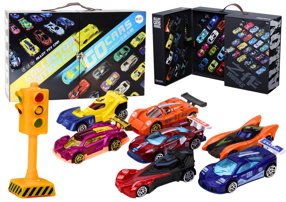 E-shop LeanToys Sada pružin v kufru Sportovní auta Silniční signalizační sada 50 ks.