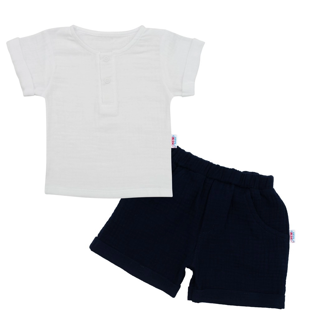 Dojčenská mušelínová súprava New Baby Summer Nature tmavomodrá 56 (0–3 m)