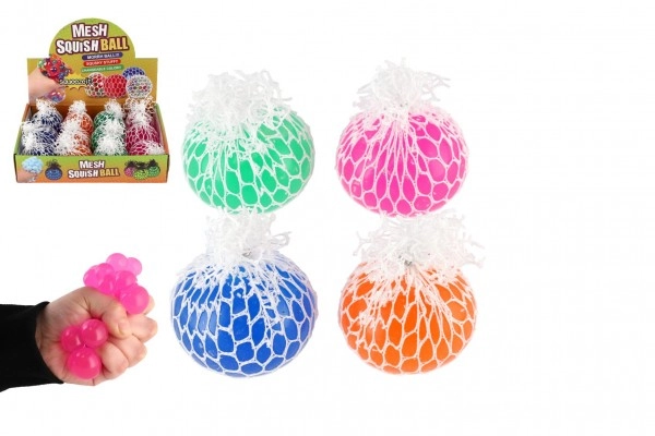 Teddies Loptička antistresový mačkací sliz 6cm 4 farby v sieťke v sáčku