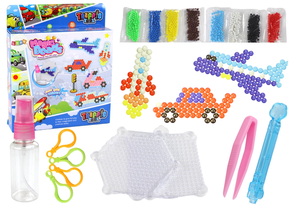 E-shop Lean Toys Magické vodné korálky dopravné prostriedky