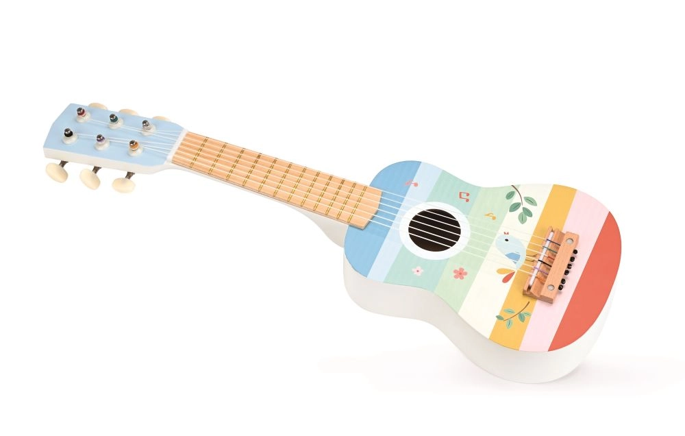 Drevená gitara s vtáčikom Lelin