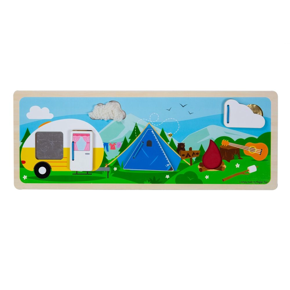 E-shop Bigjigs Toys senzorické puzzle – kempovanie v prírode