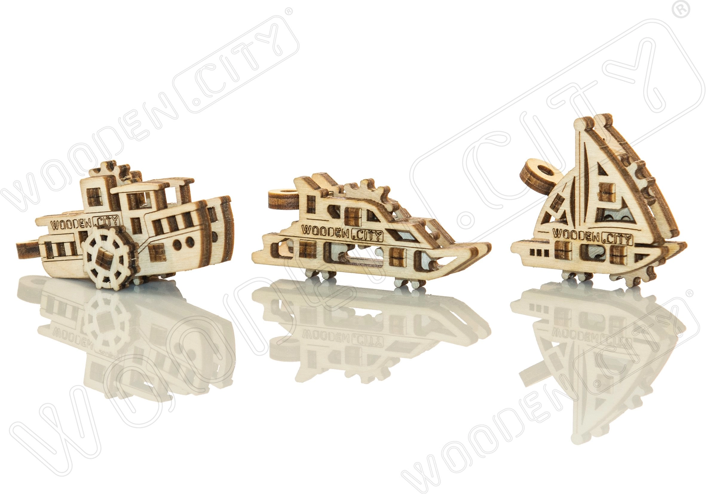 E-shop Wooden City 3D puzzle mini sada Widgets: Lodě 28 ks