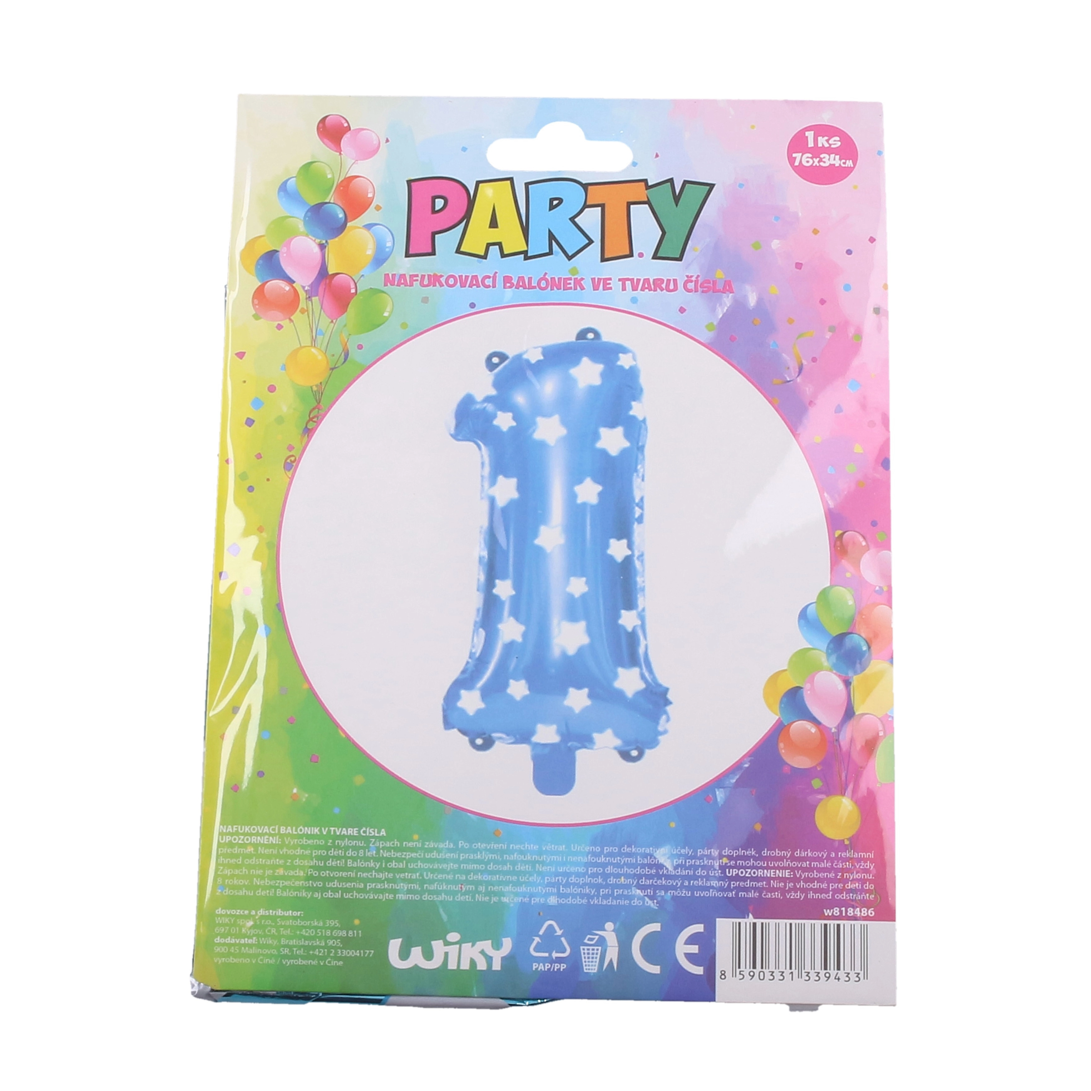 E-shop Wiky Balónik nafukovací číslo 1 modrý WKW818486