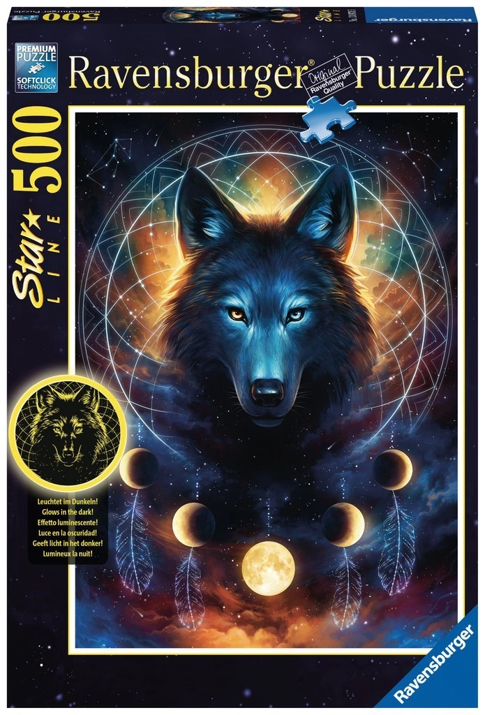 E-shop Puzzle Ravensburger svietiace v tme – Vlk a mesiace, 500 dielikov