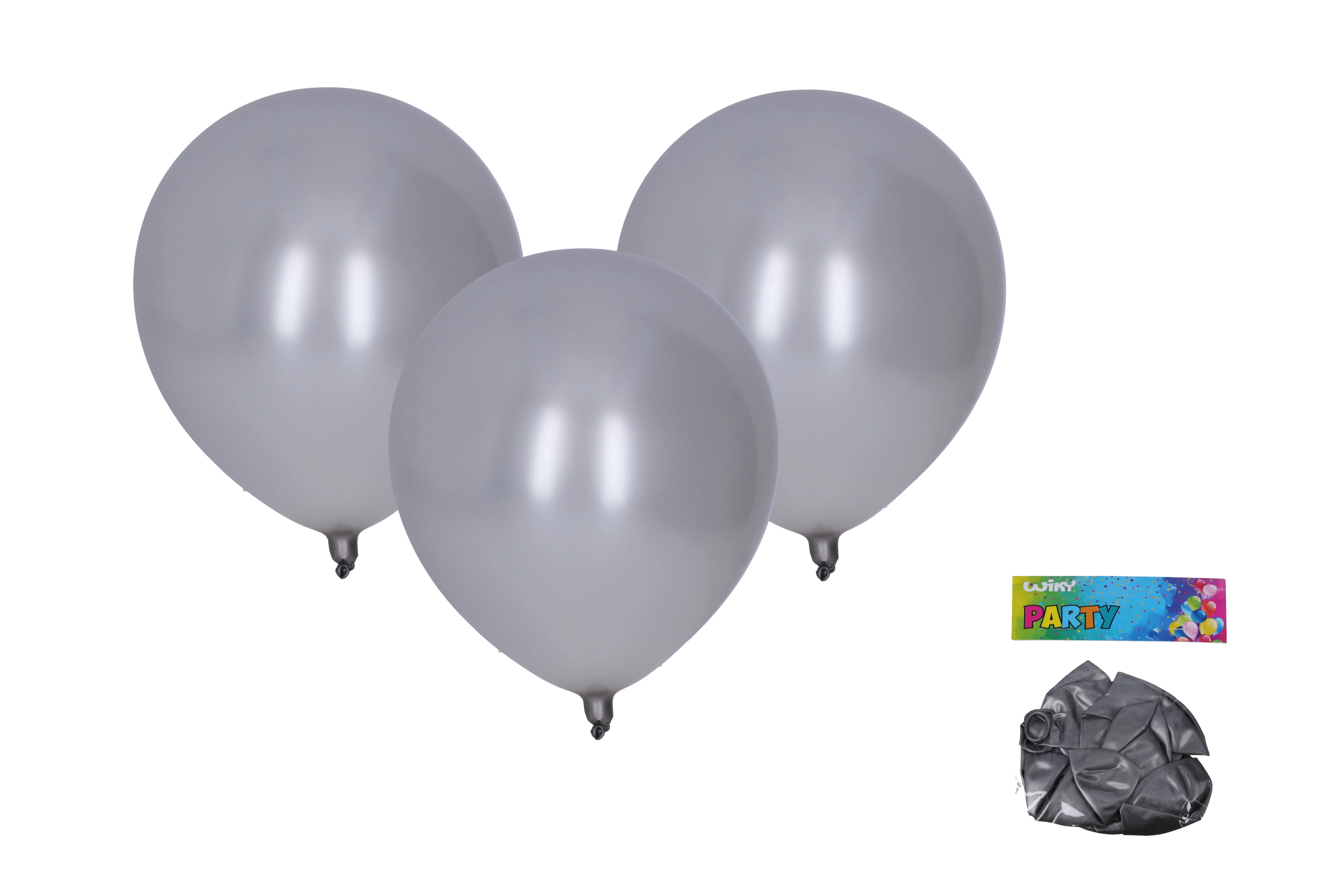 E-shop Wiky Balónik nafukovací 30cm sada metalický strieborný WKW009940