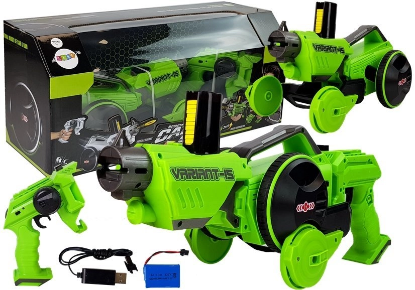 E-shop Lean Toys Pištoľové autíčko 2v1 na diaľkové ovládanie 24GHz zelené RTR