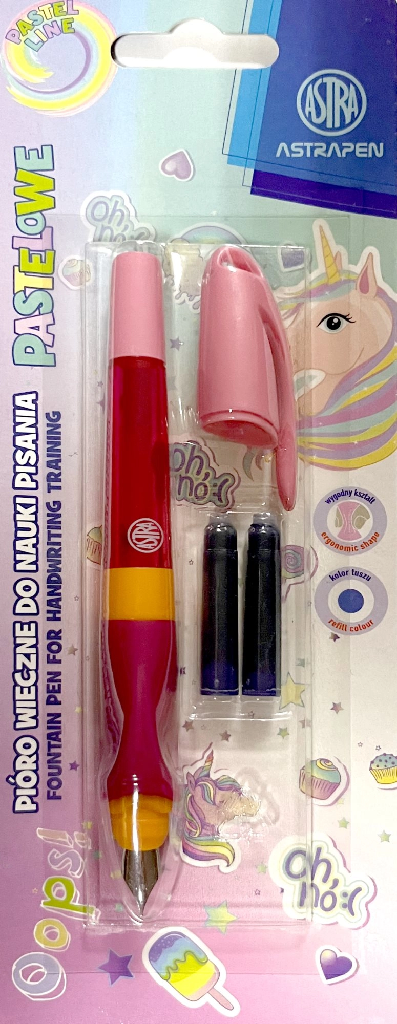 E-shop Astra plniace pero jednorožec, modrý atrament, 2 náplne