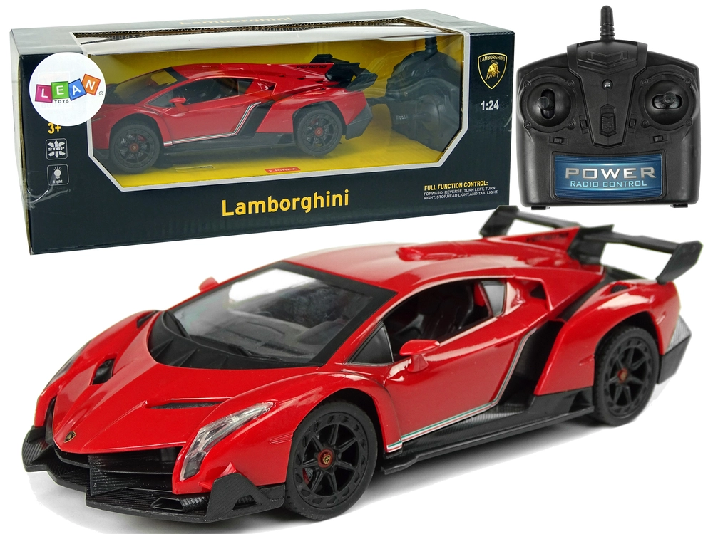 Pretekárske auto R/C 1:24 Lamborghini Veneno červené s LED svetlami