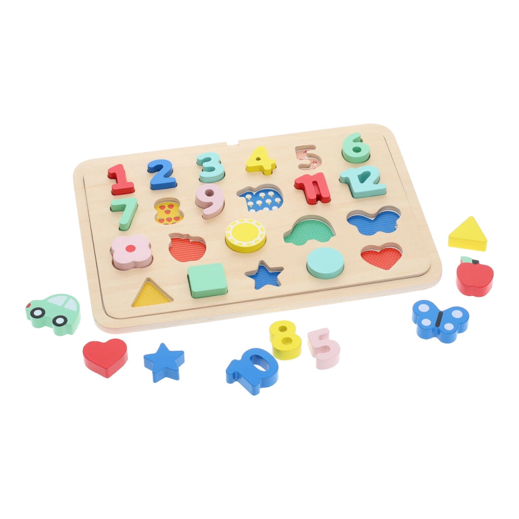 E-shop Petit Collage vkládací puzzle s čísly a tvary vícejazyčné