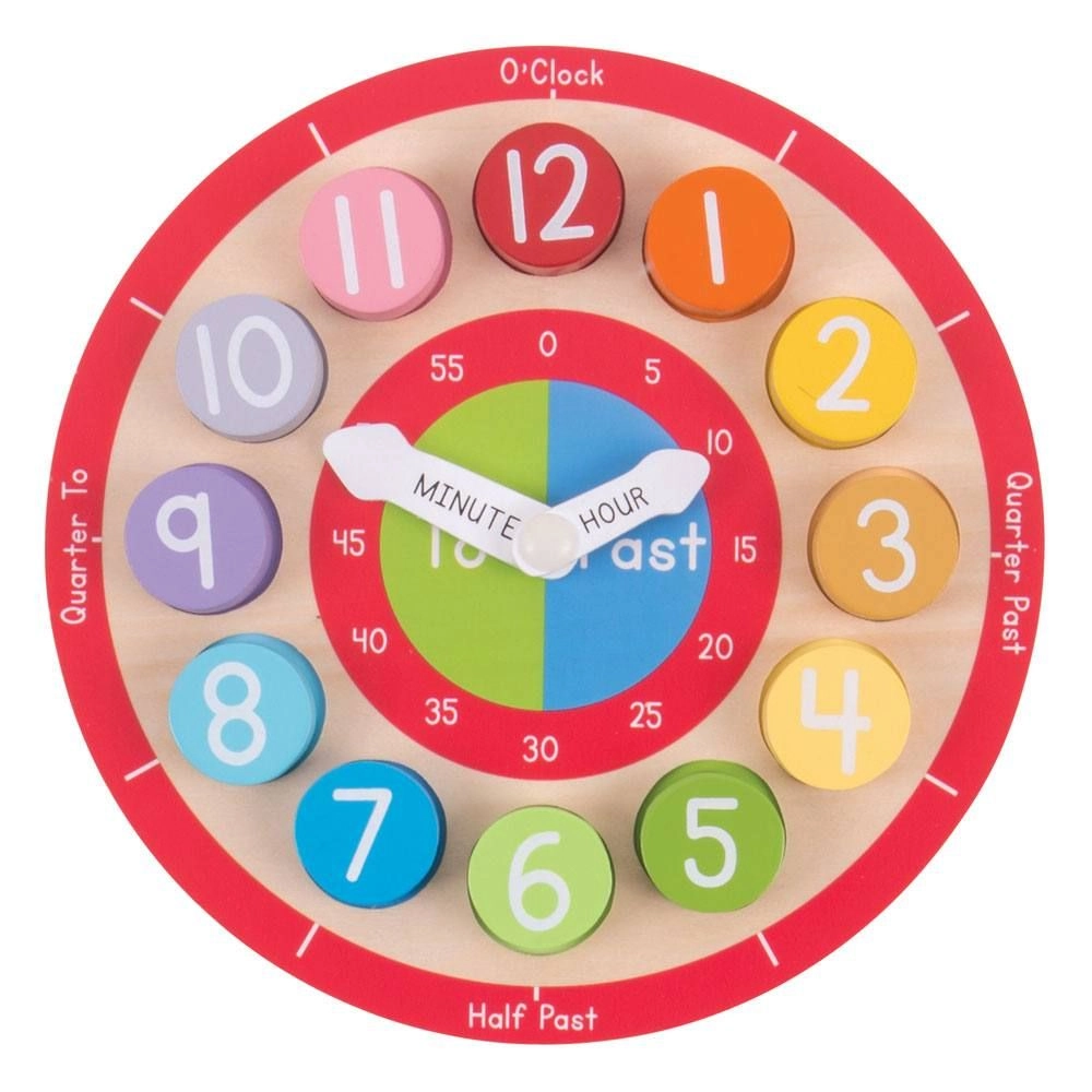 E-shop Bigjigs Toys edukatívne drevené hodiny v angličtine