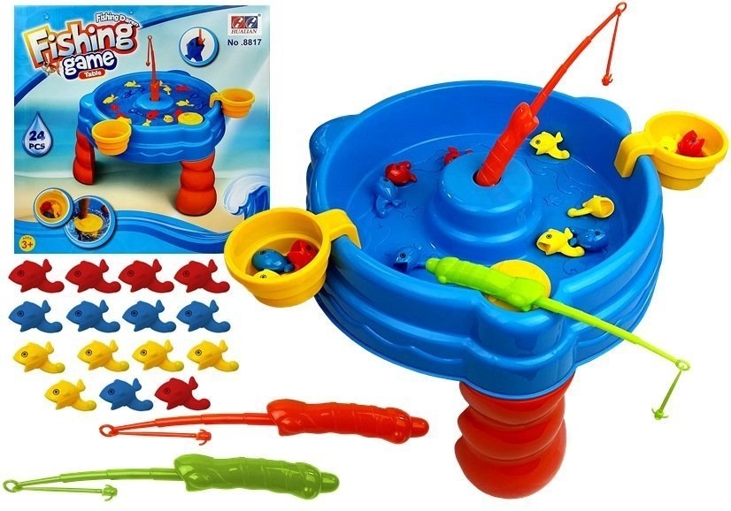 E-shop Lean toys Rybolov s prútmi 15 kusov rýb modro červený