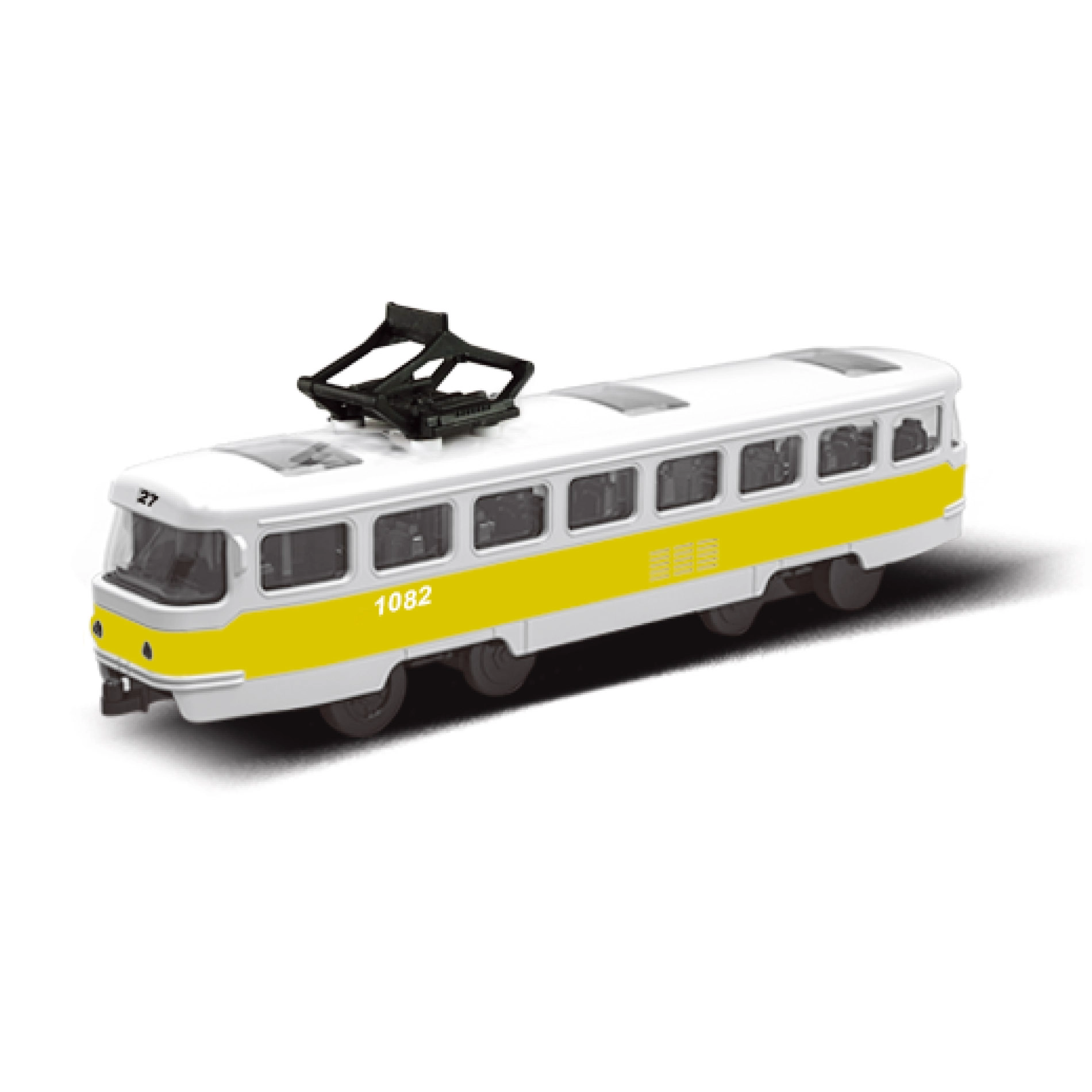 Električka MHD žltá so zotrvačníkovým pohonom 16 cm