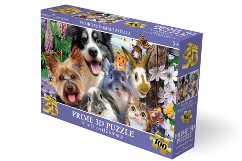 3D puzzle – usmievajúce sa domáce zvieratá, 100 dielikov
