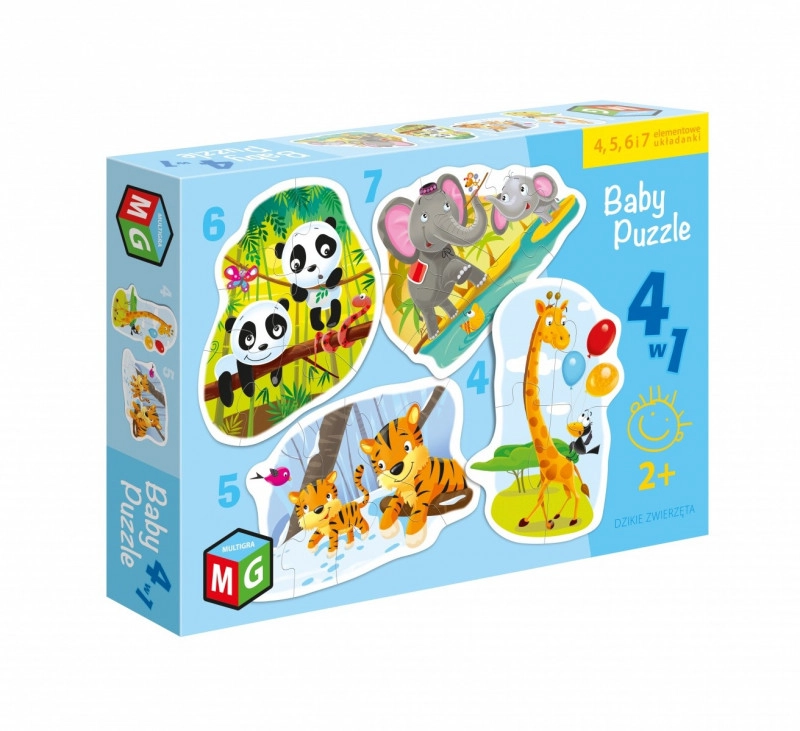 E-shop Detské puzzle 4v1 Divoké zvieratká