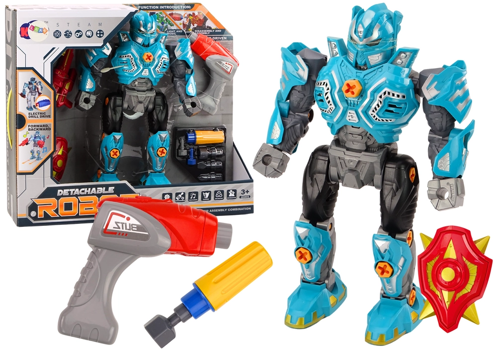 E-shop Skrutkovací robot s vŕtačkou, štítom a svetelnými a zvukovými efektmi – tyrkysový