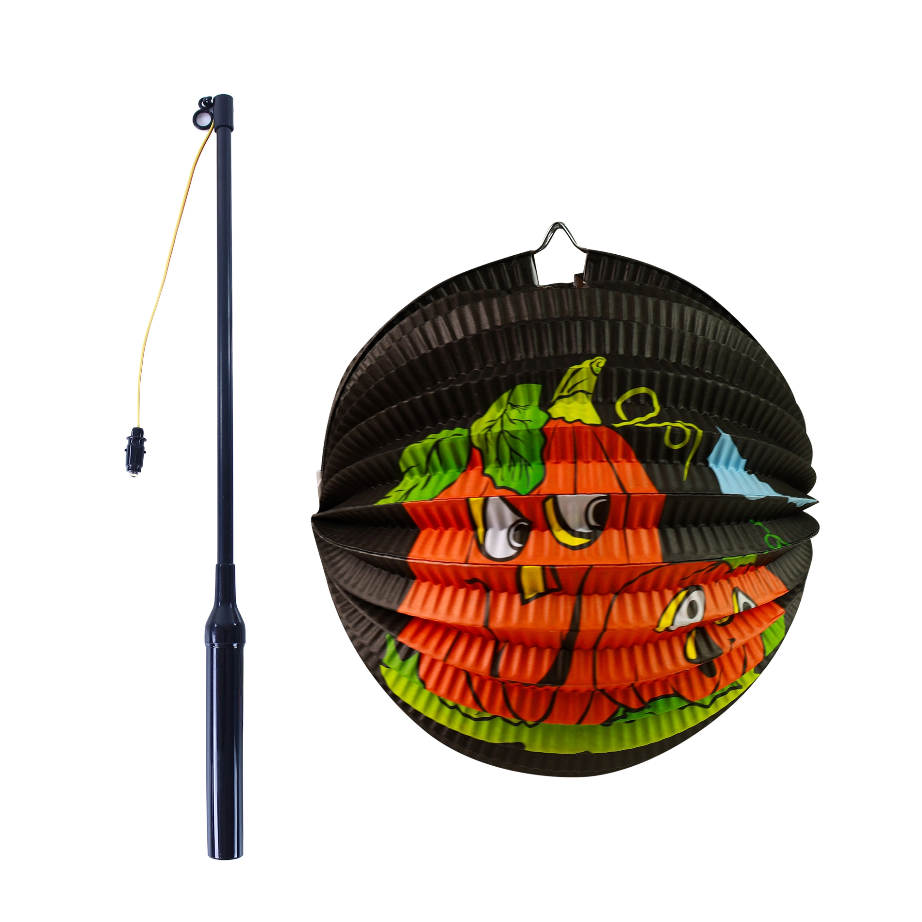 E-shop Lampión Halloween tekvica 25 cm so svietiacou paličkou 50 cm