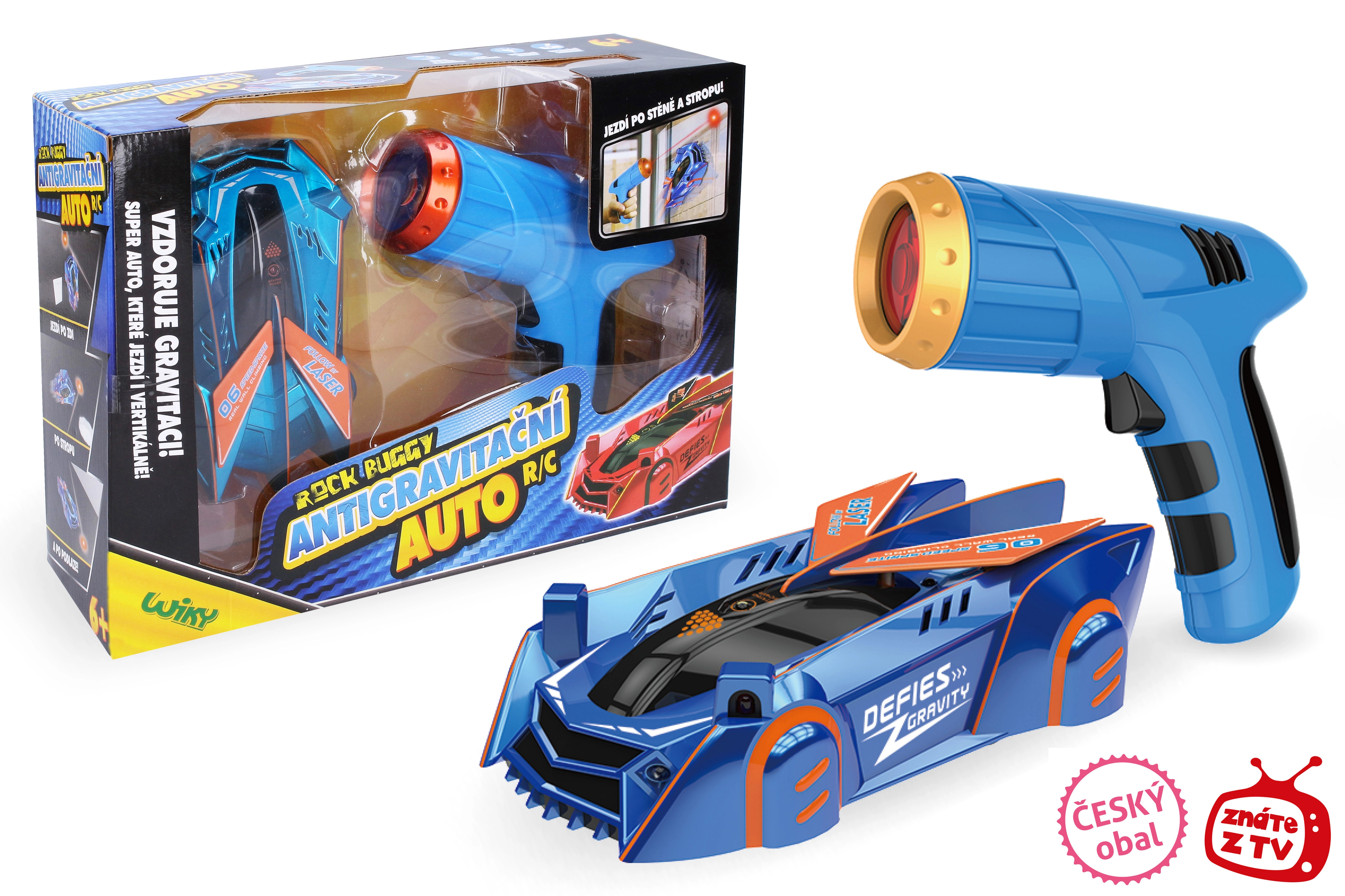 E-shop Rock Buggy antigravitačné RC auto s laserovým ovládaním, modré, 15 cm