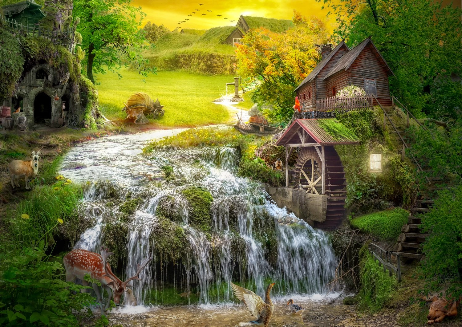 E-shop Puzzle ENJOY zrub pri čarovnej riečke 1000 dielikov