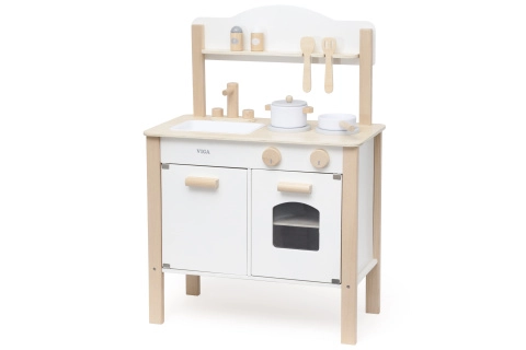 Drevená moderná detská kuchynka – biela
