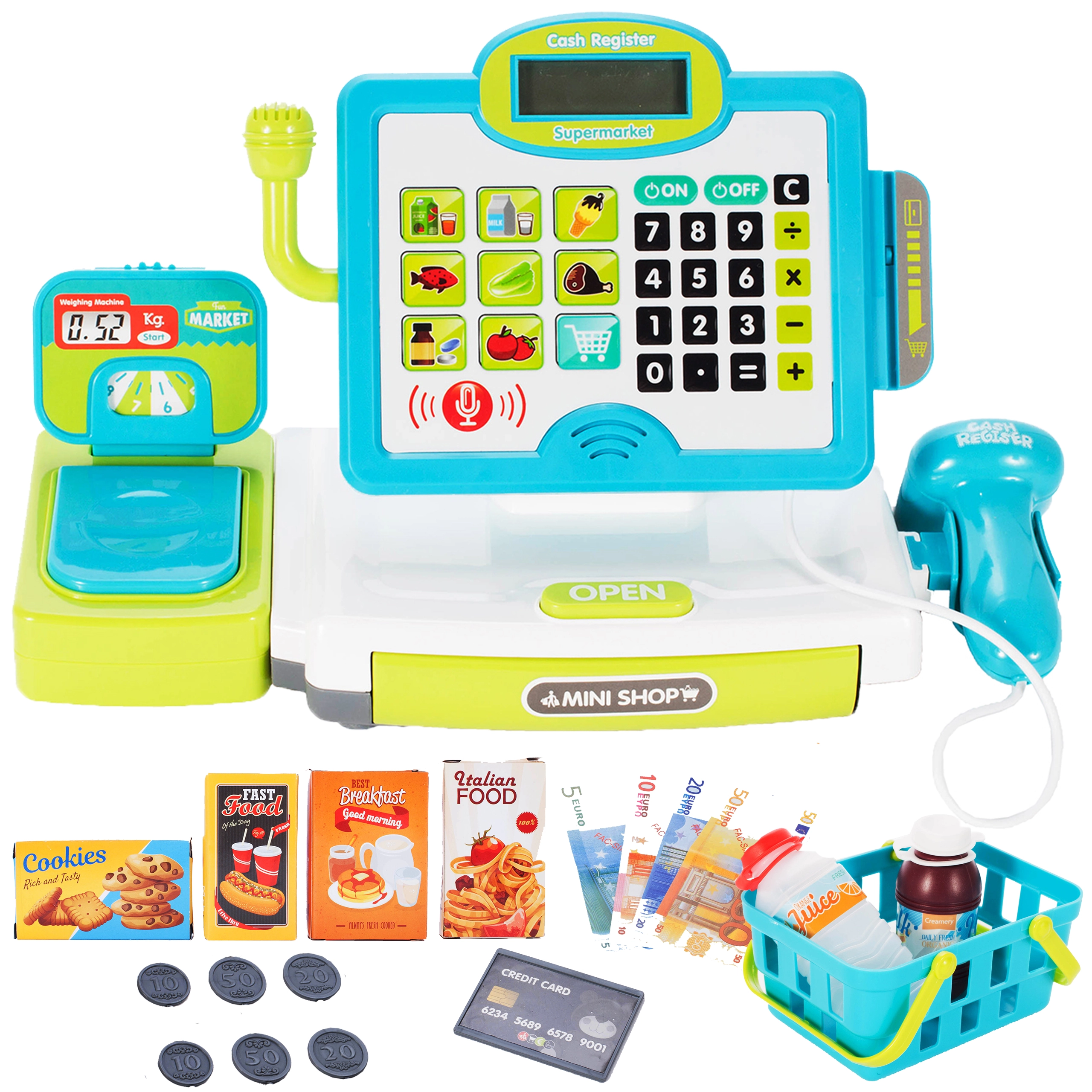 Detská pokladňa s dotykovým panelom a skenerom