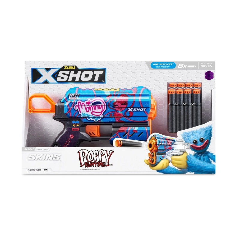 E-shop X-Shot Flux Gametime pištoľ na šípky, 8 penových šípok