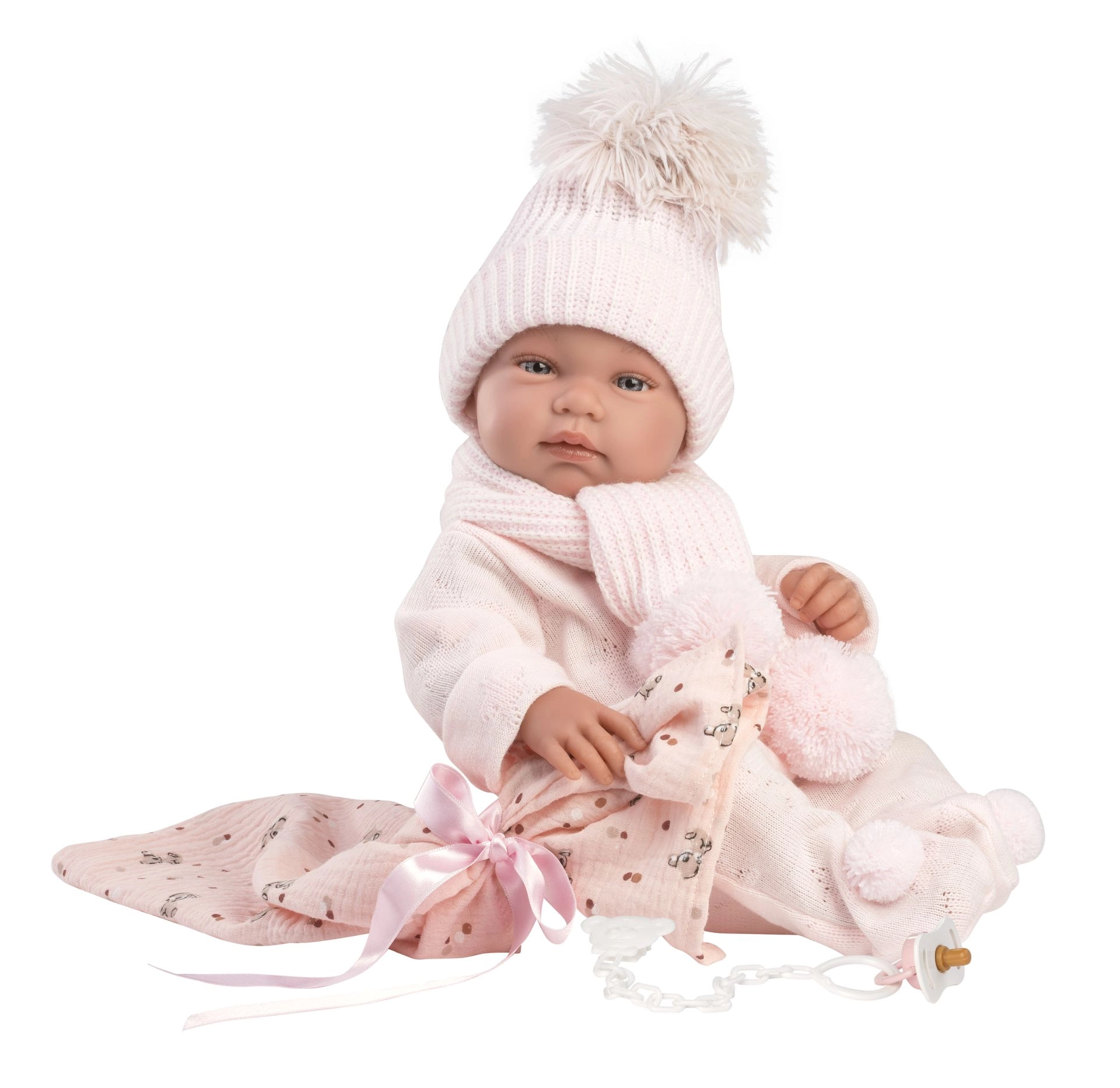 E-shop Llorens 84338 NEW BORN DIEVČATKO- realistická bábätko s celovinylovým telom 43 cm