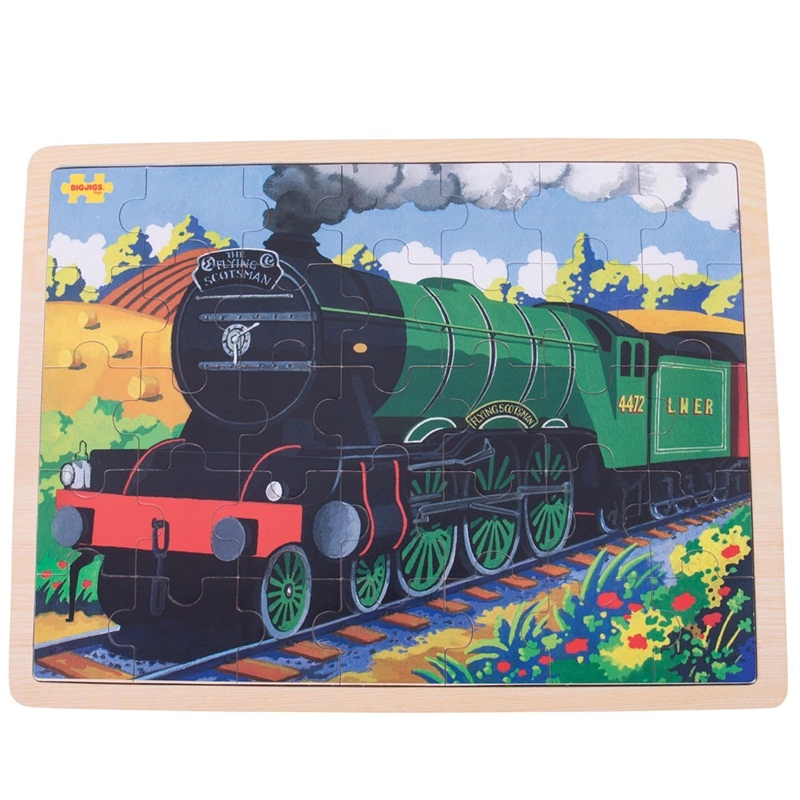 E-shop Bigjigs Toys dřevěné historický vlak Flying Scotsman 35 dielov