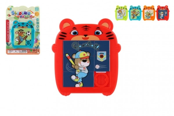 E-shop Presúvačka hlavolam zvieratko plast 9x10cm 4 farby na karte