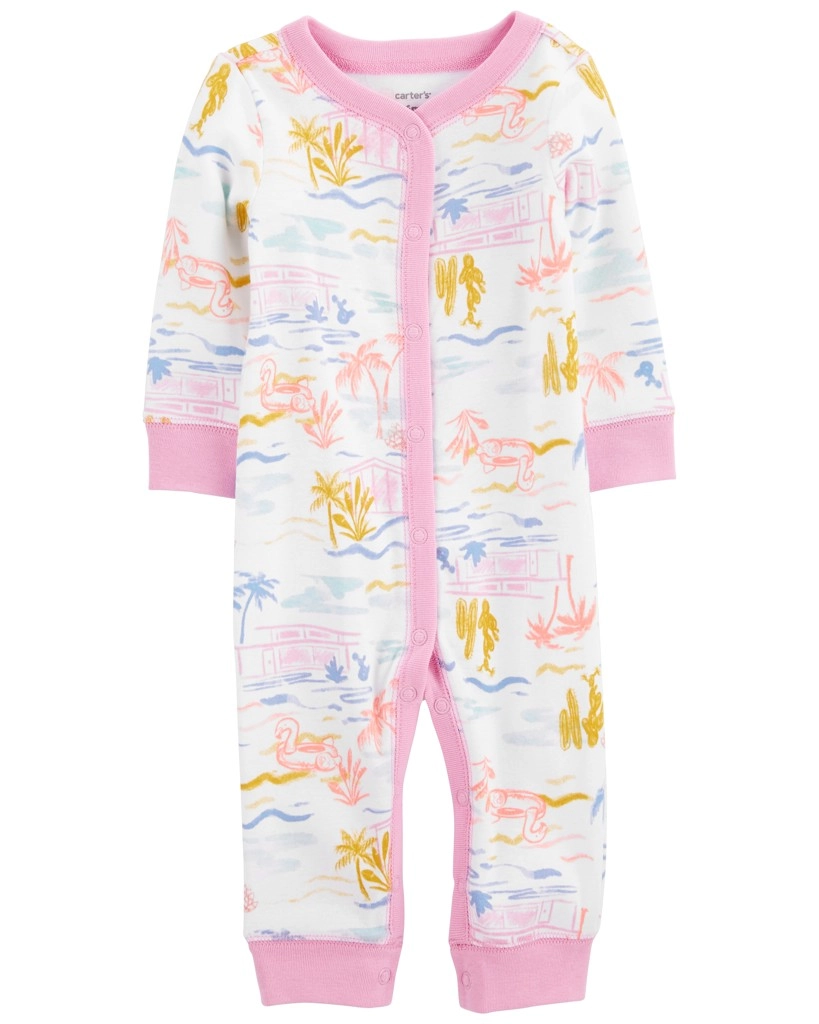 E-shop CARTER'S Overal bez nožičiek na cvoky Sleep&Play Blue Palm chlapec