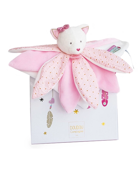 E-shop Doudou et Compagnie Paris dárková sada plyšový usínáček růžová kočka 26 cm