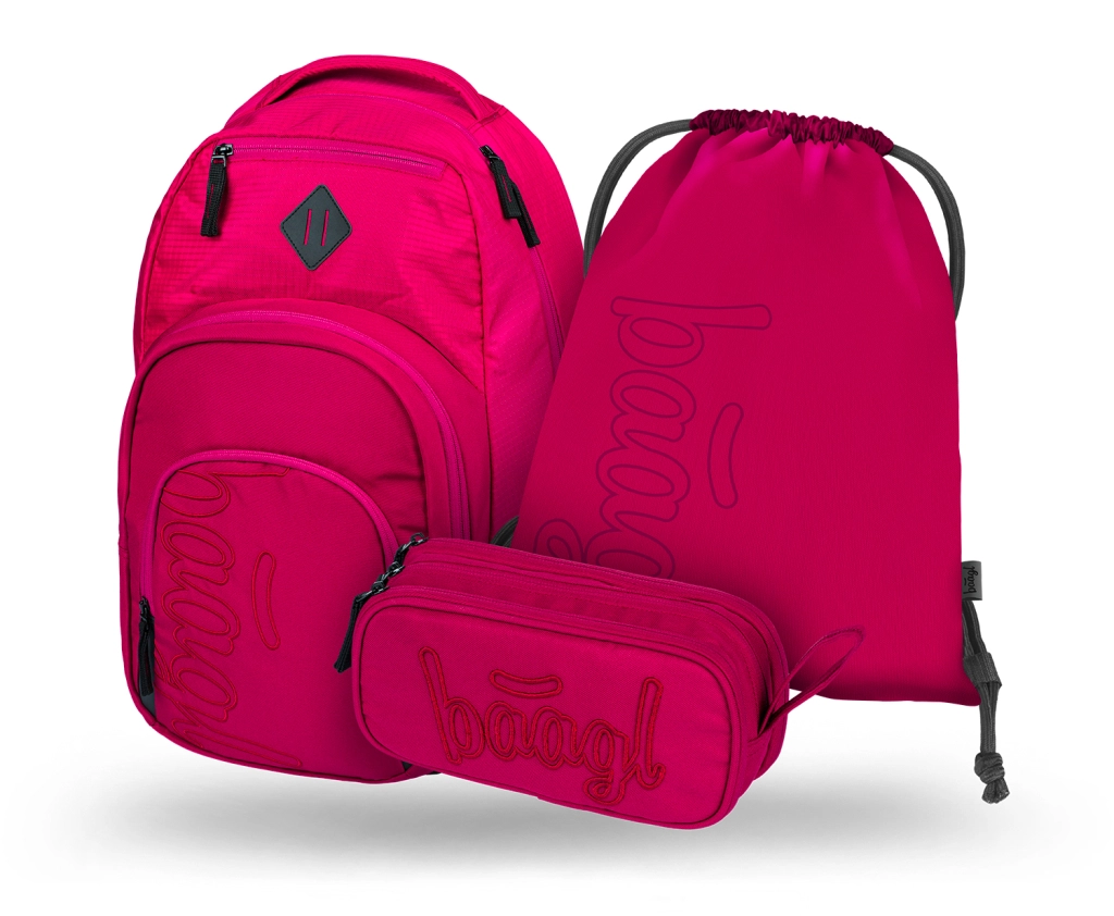 E-shop Baagl 3 Set Coolmate Ruby: batoh, peračník a vrecko