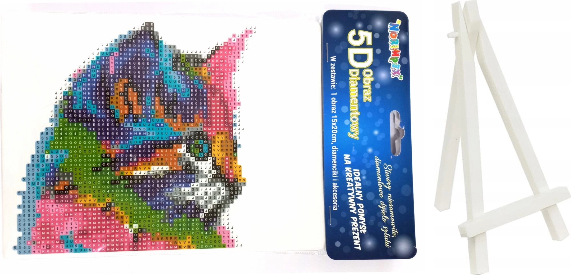Norimpex diamantové maľovanie Farebné mačiatko 15 x 20 cm so stojanom