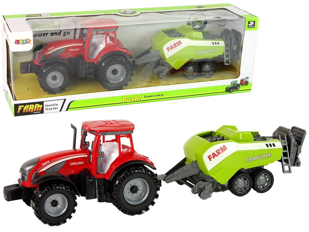 E-shop Lean Toys Červený traktor so sejačkou – trecí pohon