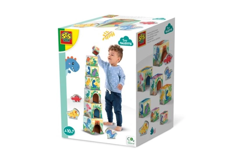 SES Creative veža z kociek s dino figúrkami