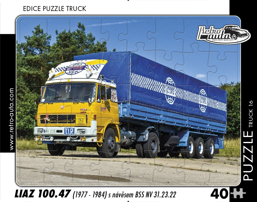 Retro autá puzzle Truck Liaz s návesom BSS 40 dielikov